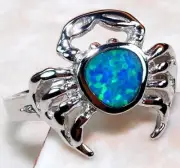 Australian Opal Inlay 925 Solid Sterling Silver Scorpio Ring Jewelry Sz 6 TD3
