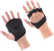 CLISPEED Ventilated Weight Lifting Gloves Non Slip Half Finger Fitness Gloves for Cross Training Breathable Palm Sleeve for Weightlifting Pull Ups Black