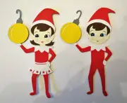 Christmas Elf Shelf Boy Girl ONE piece Cardstock Scrapbook Die Cut Embellishment