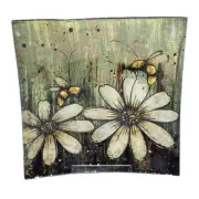 Printed Glass Decorative Plate Dish Bumble Bee Ornamental 19x19cm