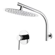 ACA WELS Round 12'' Ultrathin Stainless Steel Rainfall Shower Head Gooseneck Wall Arm Mixer Tap Chrome