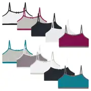 Buyless Fashion Girls Bra Cotton Cropped Cami Spaghetti Strap Brallete (10 Pack)