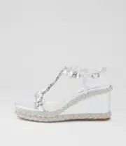 New Django & Juliette Vontey Silver Leather Jewels Sandals Womens Shoes Dress