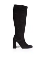Black Suede Square Toe Knee High Boots