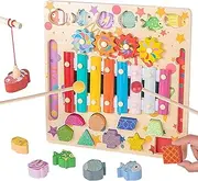 Shape Matching Game - Magnetic Color Matching Toy,Wood Musical Xylophone with Fishing Function for Number Recognition Children