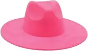 [Generic] Unisex Round Flat Brim Top Hat Women Men Western Cowboy Hat Party Stage Wide Brim Fedora Hat