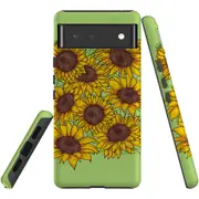 For Google Pixel 6 Case, Shielding Back Cover,Sunflowers