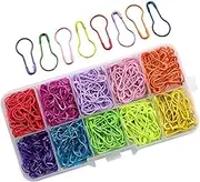 CAASFOOY 500 Pcs Colored Metal Safety Pins, Gourd Shaped Pear Pins with 10 Assorted Colors for Knitting, Tagging Clothing or Fabric Projects