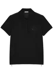 Moncler Black Piqué Cotton and Taffeta Polo Shirt - S S