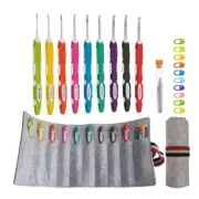 Ergonomic Crochet Hooks with Roll Felt Bag Crochet Hooks Set for Arthritic Ha...