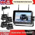 7"Quad DVR Monitor 4XWireless Magnetic Battery Hitch Solar Reverse Camera Van RV