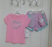 NWT 2pc Nike Pink Sparkle Top & Print Shorts Set sz 4t