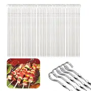 50Pcs 30cm Flat Long Stainless Steel Skewers for Grilling