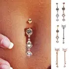 Navel Belly Button Rings Crystal Flower Dangle Bar Barbell Body Piercing JewYYY