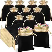 Frienda 30 Pcs 6 x 5 Inch Velvet Drawstrings Gift Bags Jewelry Pouches Drawstring Candy Bags Velvet Party Favors Present Bag for Wedding Candy Birthday(Black)