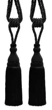 DÉCOPRO Tassel Tieback, Style# TBH15, Color# K9 - Pure Black [Set of 2]