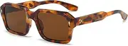 [Bsreyeop] Vintage Square Sunglasses for Men Women Trendy Chunky Rectangle Frame Rivet Design Black Shades UV Protection