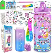 Decorate Your Own Water Bottle Kits for Girls Age 4-6-8-10, Unicorn Gem Diamond Painting Crafts, Fun Arts and Crafts Gifts Toys for Kids, DIY Birthday Gifts Thanksgiving Christmas Crafts