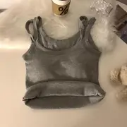 Strappy Plain Camisole Top Gray - One Size