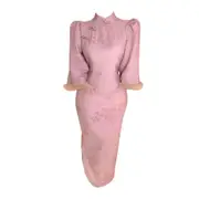 Pink New Elegant Cheongsam Qipao Chinese Traditional Modified Dress Women Fashion