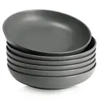 Y YHY Pasta Bowls Set of 6 Large Salad Serving Bowls Porcelain Soup Bowls - Grey