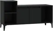 vidaXL TV Cabinet Entertainment Unit Stand TV Console Stereo Side Cabinet Sideboard Living Room Bedroom Storage Black Engineered Wood