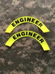 Pair Of 1st Responder/ EMS/ Fire Helmet Crescent Decal: Engineer Lime Green