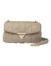 [Mocha] Isabella Quilted Crossbody Bag in Nude