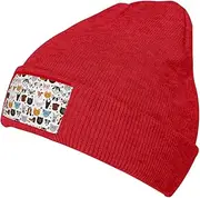 [JBYJBX] Cartoon Cat and Dog Print Unisex Knitted Hat Daily Hat Birthday Theme Elasti Beanie Cap Outdoor Leisure
