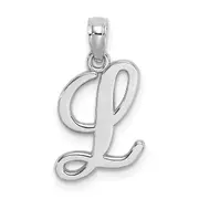 14K White Gold 14Kw Script Letter L Initial Pendant