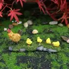 Miniature Dollhouse Fairy Garden Hen w/ Baby Chicks on Grass