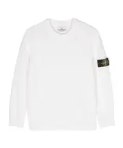 Stone Island Junior Compass Badge Crewneck Jumper 8Y,6Y,4Y,14Y,12Y,10Y natural white