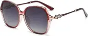 [HMKING] Large Retro Polygon Frame Polarized Sunglasses for Mens Womens Retro Mirrored Lens Sun glasses for Driving Fishing, Red