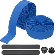 uxcell Bike Handlebar Tape, 2 Rolls 6.6 Feet Bike Grip Tape High-Elasticity EVA Foam Cycling Handle Wraps Comfortable Non-Slip Shock Bicycle Wrap with End Plugs for Road Bike, Dark Blue