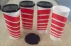 Tupperware Straight Edge Tumblers 16 oz Surf Red Wavy Design Black Seals New