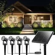 Warm White Solar Powered Lights Outdoor Waterproof LED Landscape Lights for Outside Trees, Flag, Lawn, Pool, Yard, Garden, Path, Backyard with Glass Solar Panel and Adjustable Mount (4-in-1)