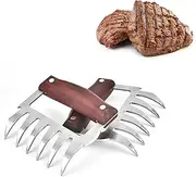 2 Pcs Stainless Steel Forks with Wooden Handle，Stainless Steel Bear Claws Chicken Meat Shredder, Pork Beef Chicken Handles Metal Shredders Pulled Pork BBQ Food Claw