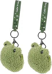 [OATIPHO] Frog Head Keychain Purse Mini Coin Bag Soft Animal Keyring for Party Favors Boys and Girls