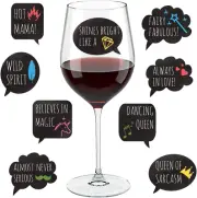 Funny Glass Drink Markers - 18 Static Clings Reusable Stickers - for Wine Tastin