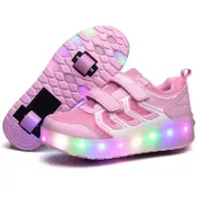 Rechargeable Double Wheel Roller Skating Shoes - Ultra Light Mesh Surface - Size 36