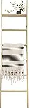 6-Tier Blanket Ladder – 5.5 Ft Wall Leaning Quilt Rack, Farmhouse Blanket Storage for Living Room, Bedroom & Bathroom – Rustic Decorative Wooden Towel & Quilt Holder, Easy to Assemble