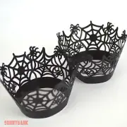 12pcs Black Muffin Spider Halloween Cupcake Cases Wrappers Wraps Party Decor