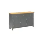 Sideboard Solid Oak Wood Dark Grey