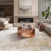 Safunion Area Rugs Living Room Rugs for Bedroom Kitchen Non-Slip Carpet Modern Abstract Rug Soft Floor Mat Home Decor Carpet (Abstract Grey/Beige/Gold/Multi, 160x200cm)