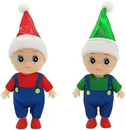 [JHBEMAXS] Mini Baby Elf Twins Tiny Elves Set Overalls Kindness Kid Craft Babies Doll Toy Santa Accessories Decoration for Girls Boys Kids Teens Adults (Pack of 2 Pieces)