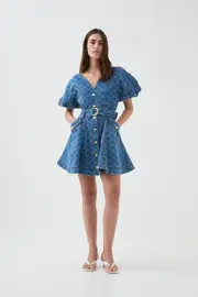 Check Denim Mini Dress