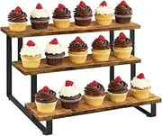 Wooden Display Risers,3-Step Condiments Jars Shelf - Household Jewellery Straight Riser for Hosting Fair Market Craft Show Retail Kitchen Catering Farmhouse