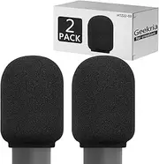 Geekria for Creators Foam Windscreen for 1.8" (45mm) Diameter Microphones, Antipop Foam Cover, Mic Wind Cover, Sponge Foam Filter Compatible with MAONO AU-A04, FIFINE K688, K658 (Black / 2 Pack)