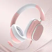 AYI Premium Active Noise Cancellation Bluetooth Headset Over Ear Headphones with Detachable Microphone HiFi Stereo Sound Rechargeable Game Headphone Compatible with Smartphone/TV/pad/Laptop-Pink