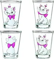 Silver Buffalo Aristocats Marie Poses 4-Pack Mini Glass Set, 1.5 Ounces